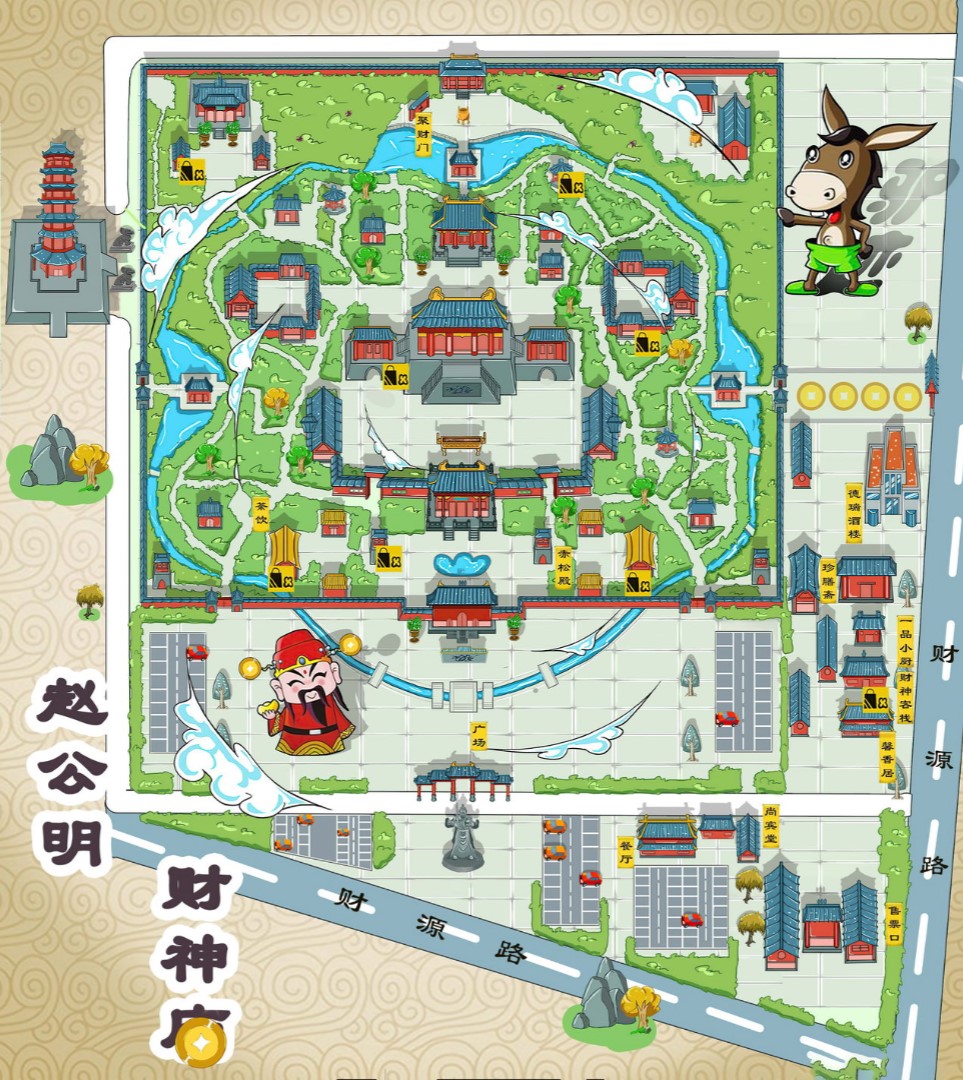 禅城寺庙类手绘地图